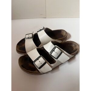 Birkenstock Arizona White Two Strap Slide Sandals Size 38 L7 M5 Made in Germany